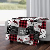 baby girl quilt top || plaid moose wholecloth camping