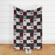 baby girl quilt top || plaid moose wholecloth camping