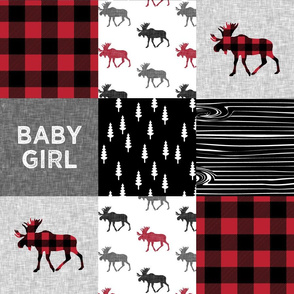 baby girl quilt top || plaid moose wholecloth camping
