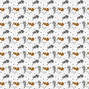 Tiny Trotting Havanese and paw prints - white