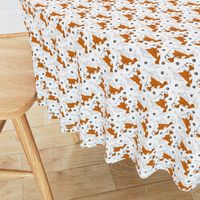 Tiny Trotting Kooikerhondje and paw prints - white