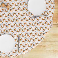 Tiny Trotting Kooikerhondje and paw prints - white