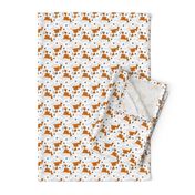 Tiny Trotting Kooikerhondje and paw prints - white