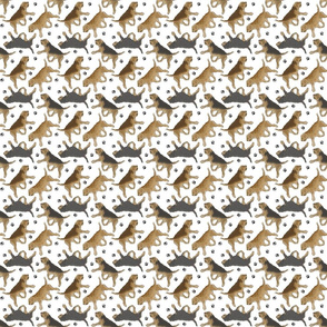 Tiny Trotting Otterhounds and paw prints - white