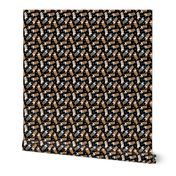 Tiny Trotting Pembroke Welsh Corgis and paw prints - black