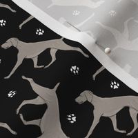 Tiny Trotting Weimaraner and paw prints - black