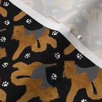 Tiny Trotting Welsh Terrier and paw prints - black