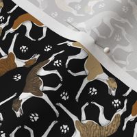 Tiny Trotting Whippets and paw prints D - black