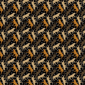 Tiny Trotting Bullmastiffs and paw prints - black