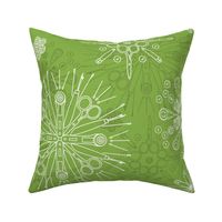 Greenery sewing notions in snowflake mandalas