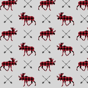 moose and arrows on fog (small scale) || buffalo plaid