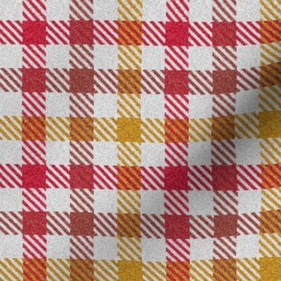 Tricolor Gingham Red Brown Yellow