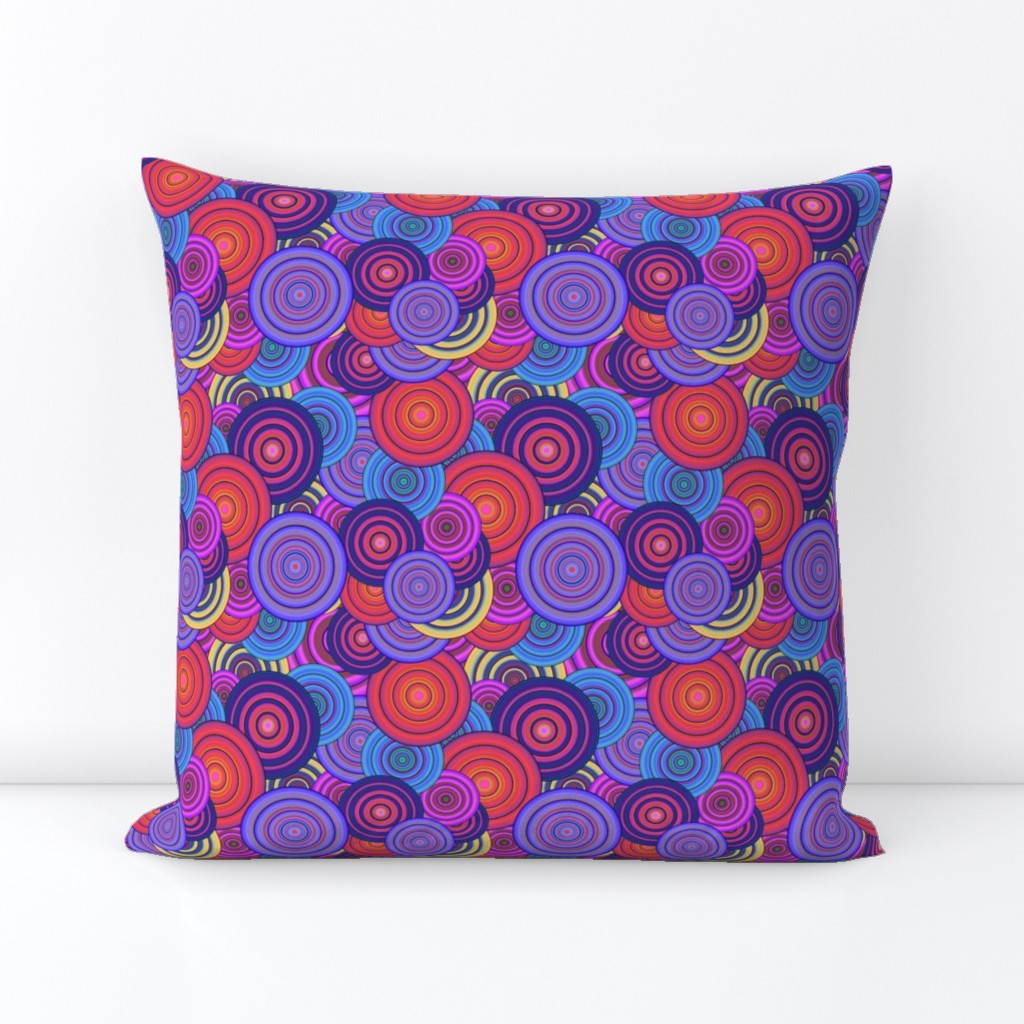 CRAZY RAINBOW CIRCLES PSYCHEDELIC PERIWINKLE CORAL