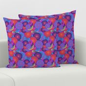 CRAZY RAINBOW CIRCLES PSYCHEDELIC PERIWINKLE CORAL