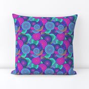 CRAZY RAINBOW CIRCLES PSYCHEDELIC ice mint fuchsia blue