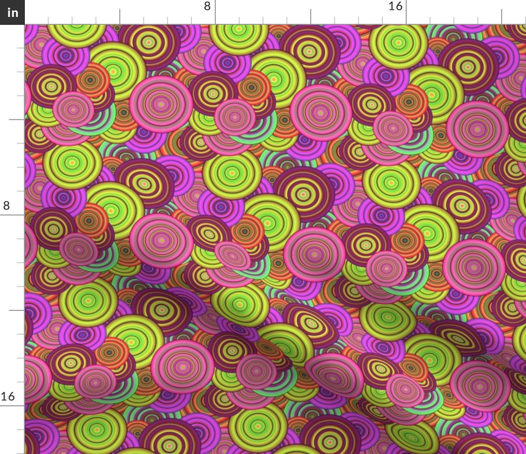 CRAZY RAINBOW CIRCLES PINK CHARTREUSE