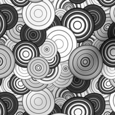 CRAZY RAINBOW CIRCLES PSYCHEDELIC BLACK AND WHITE BW