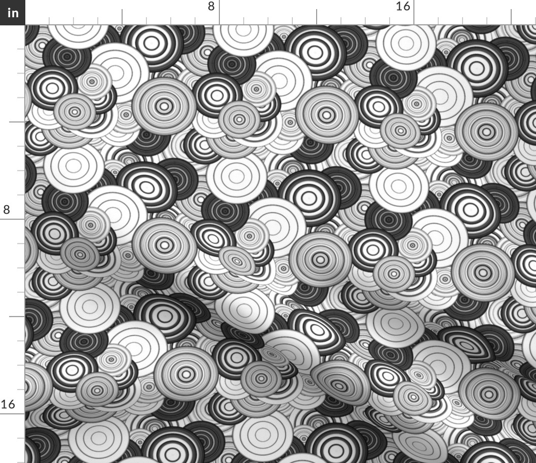 CRAZY RAINBOW CIRCLES PSYCHEDELIC BLACK AND WHITE BW