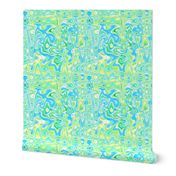 CSMC6 -  M - Marbled Lava Flow Texture in Clear Blue, Green Yellow - 4 inch repeat