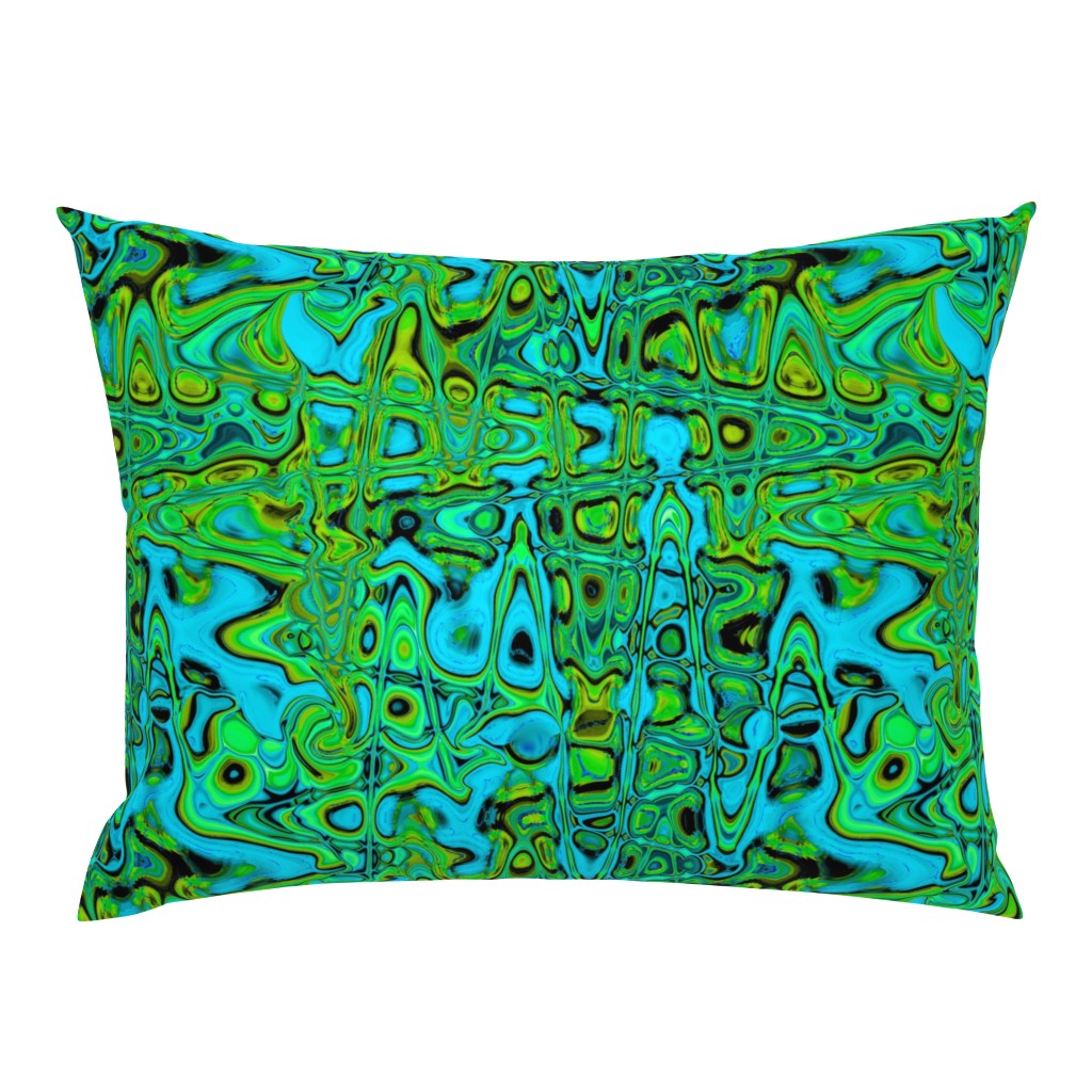 CSMC16 - Zigzags and Bubbles - A Marbled Lava Lamp Texture in Aqua - Lime Green - Olive Green 