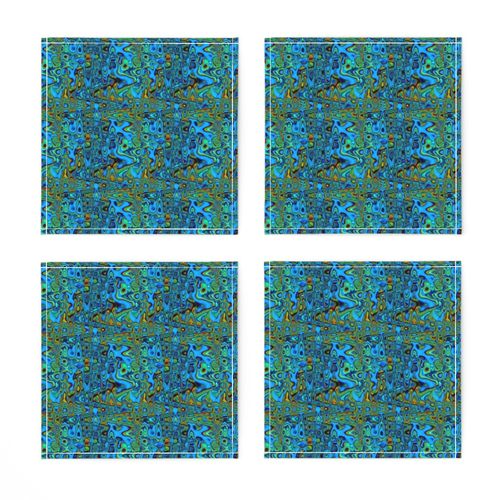 CSMC5 - M - Marbled Lava Flow Texture in Blue - Green Gold - 4 inch repeat