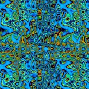 CSMC17 - Zigzags and Bubbles - A Marbled Lava Lamp Texture in Azure Blue,  Golden Yellow and Pastel Green