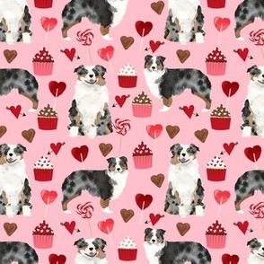 australian shepherd dog valentines fabric cute love dogs fabric