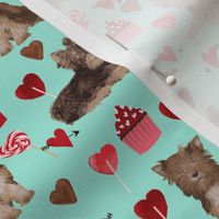chocolate yorkie dog valentines fabric cute love dogs fabric