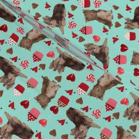 chocolate yorkie dog valentines fabric cute love dogs fabric