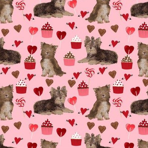 chocolate yorkie dog valentines fabric cute love dogs fabric