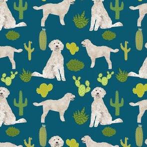 golden doodle dog cactus tropical summer fabric