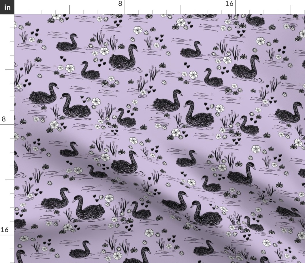 swans girls pastel black swan fabric cute girls swan design