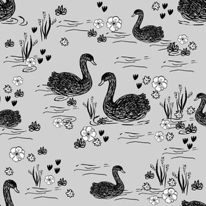 swans girls pastel black swan fabric cute girls swan design