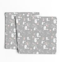 swans girls pastel  grey swan fabric cute girls swan design