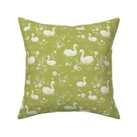 swans girls pastel lime green swan fabric cute girls swan design