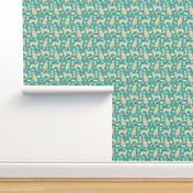 golden retriever fabric - turquoise - coffee fabric, coffee design