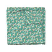 golden retriever fabric - turquoise - coffee fabric, coffee design