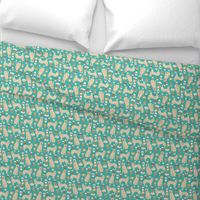 golden retriever fabric - turquoise - coffee fabric, coffee design