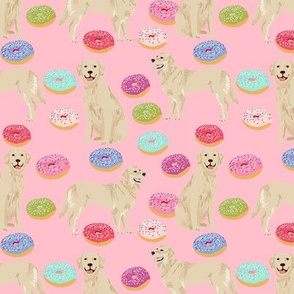 golden retriever donuts fabric - blossom pink - donuts and food fabric, cute golden retrievers