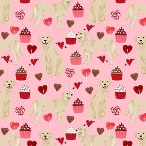 golden retriever valentines fabric - blossom - valentines love design, cute valentines love fabric