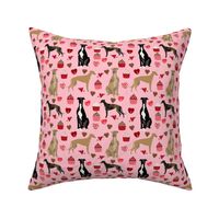 greyhounds valentines fabric - blossom pink - valentines love design, cute valentines love fabric