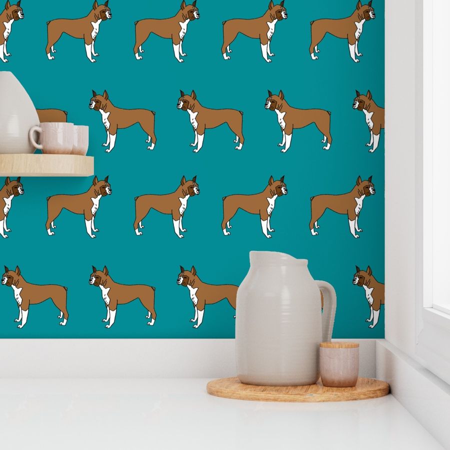 boxer // boxer dog cute turquoise boxers fabric best dog design