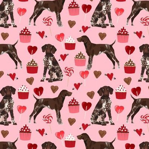 german shorthaired pointer valentines fabric - blossom pink - valentines love design, cute valentines love fabric