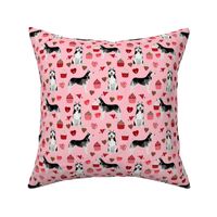 husky  valentines fabric - blossom pink - valentines love design, cute valentines love fabric