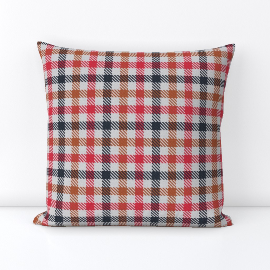 Tricolor Gingham Charcoal Cocoa and Ruby