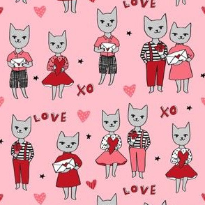 cat love // cute love letter hearts love design fabric valentines fabric best love design