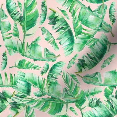 8" Floral Tropical Leaves / Very Light Peach