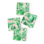 Floral Tropical Leaves / Medium Peach  Hue