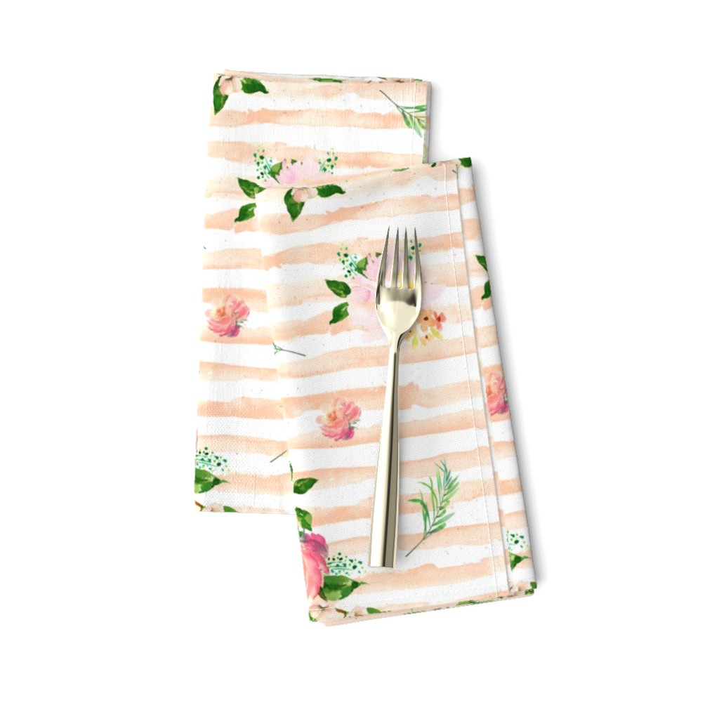 Floral Flamingo Stripes /  Peach / Free Falling