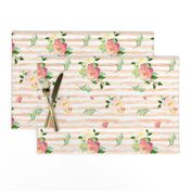 Floral Flamingo Stripes /  Peach / Free Falling